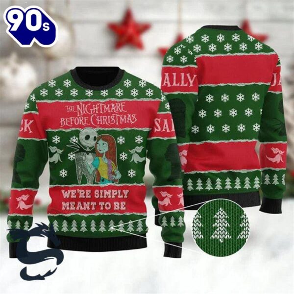 Merry Christmas Jack & Sally We’re Simply Meant to Be Christmas Ugly Sweater