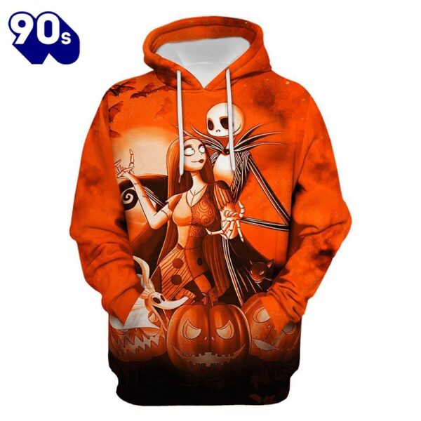 Jack Skelington and Sally Halloween Orange 3d All Over Printed