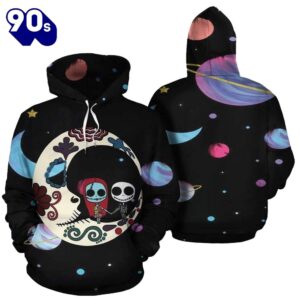 Merry Christmas  Jack Skellington And Sally On The Moon Hoodie