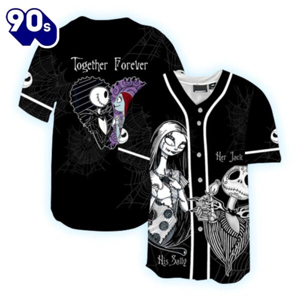 Jack Skellington And Sally Together Forever Baseball Jersey  Gift For Fans