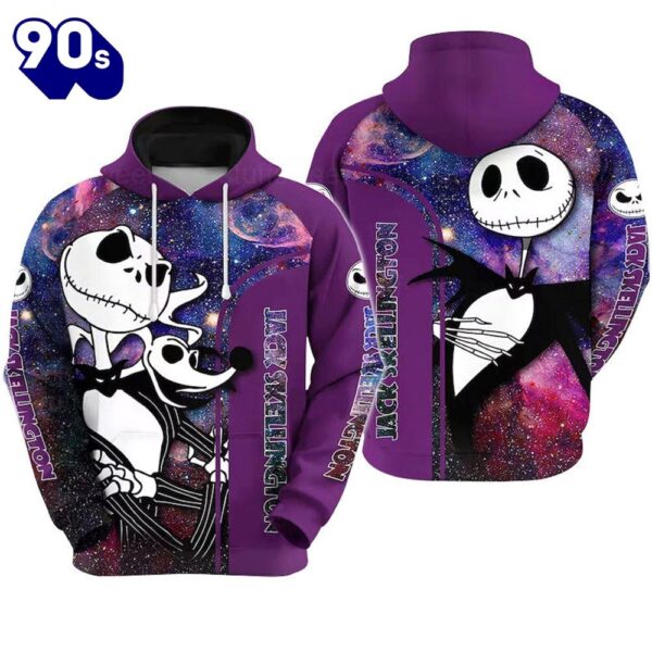 Merry Christmas  Jack Skellington And Zero Purple Galaxy Hoodie