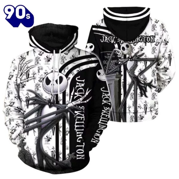 Merry Christmas  Jack Skellington Black White Hoodie & Zip Hoodie