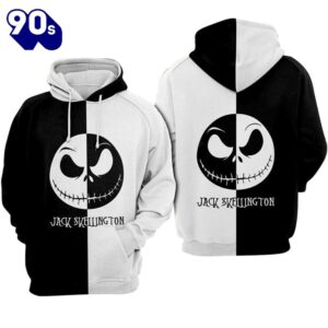 Merry Christmas  Jack Skellington Black White Hoodie