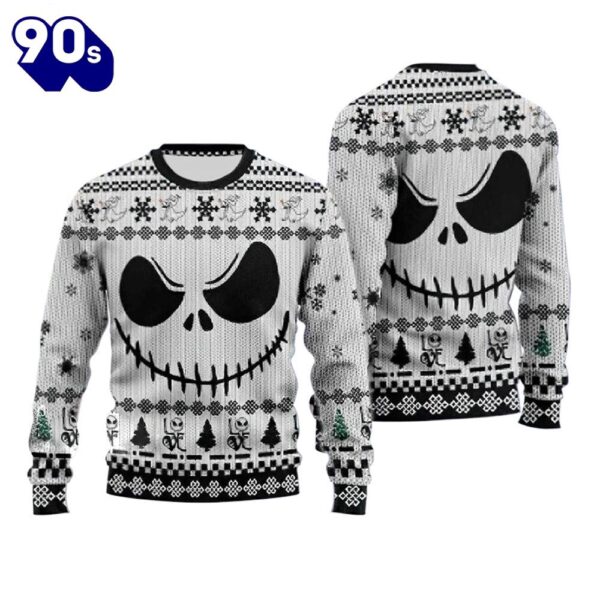 Merry Christmas Jack Skellington Black White Ugly Sweater