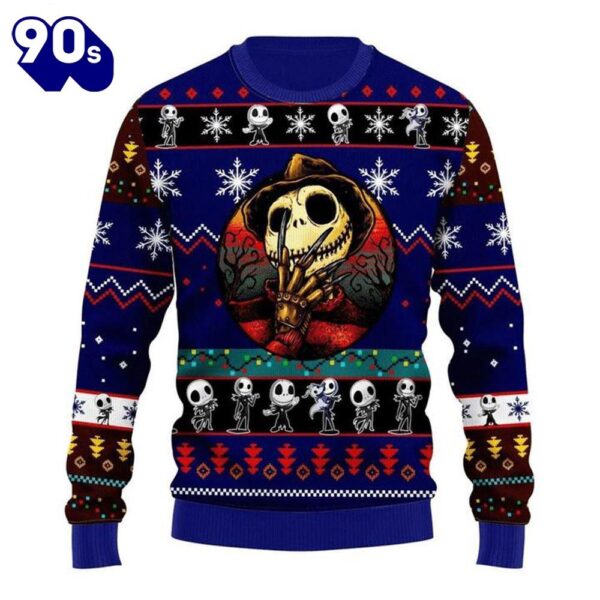 Merry Christmas Jack Skellington Blue Sweaters