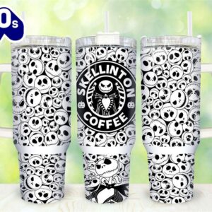 Jack Skellington Coffee The Nightmare Before Christmas Cartoon Custom Stanley Cup 40 Oz Tumbler With Handle