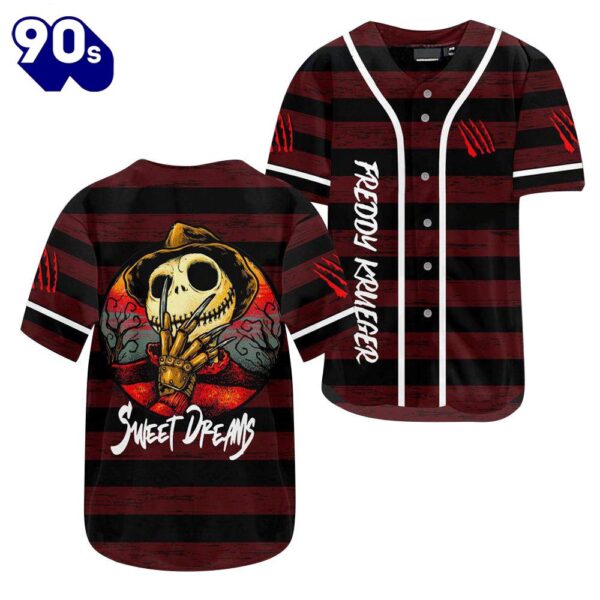 Jack Skellington Freddy Krueger Sweet Dreams Baseball Jersey  Gift For Fans