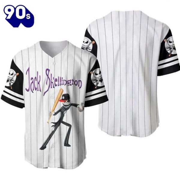 Jack Skellington Pinstripe Baseball Jersey  Gift For Fans