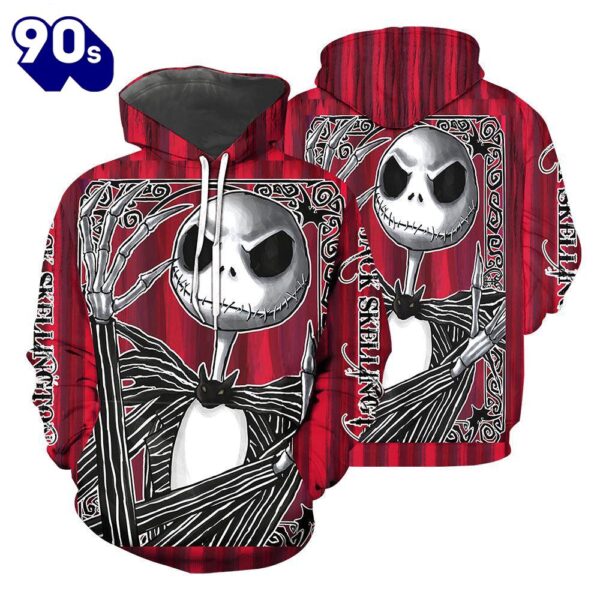 Jack Skellington Red Hoodie 3D All Over Printed Shirts For Men And Women