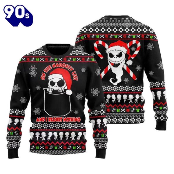 Merry Christmas Jack Skellington Regret Nothing Ugly Sweater