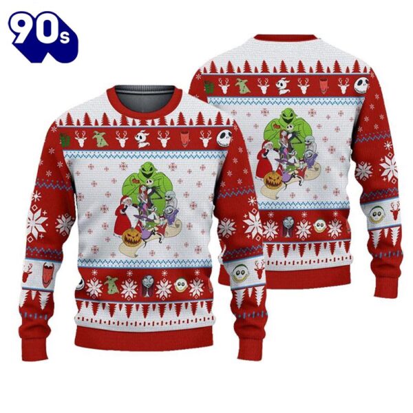 Merry Christmas Jack Skellington Sally And Boogie Christmas Ugly Sweater