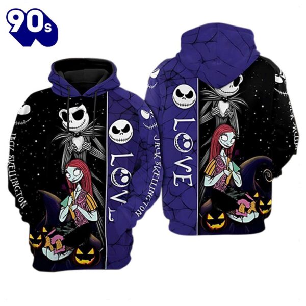 Merry Christmas  Jack Skellington Sally Couple Hoodie