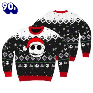 Merry Christmas Jack Skellington Santa Hat Ugly Sweater