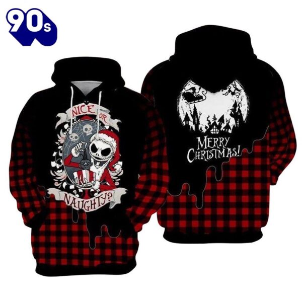 Merry Christmas  Jack Skellington Santa Nice Or Naughty Hoodie