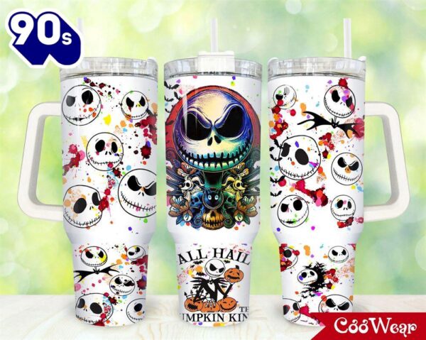 Jack Skellington The Nightmare Before Christmas Cartoon Custom Stanley Cup 40 Oz Tumbler With Handle 3