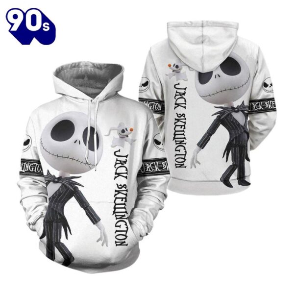 Merry Christmas  Jack Skellington Zero Black And White Hoodie