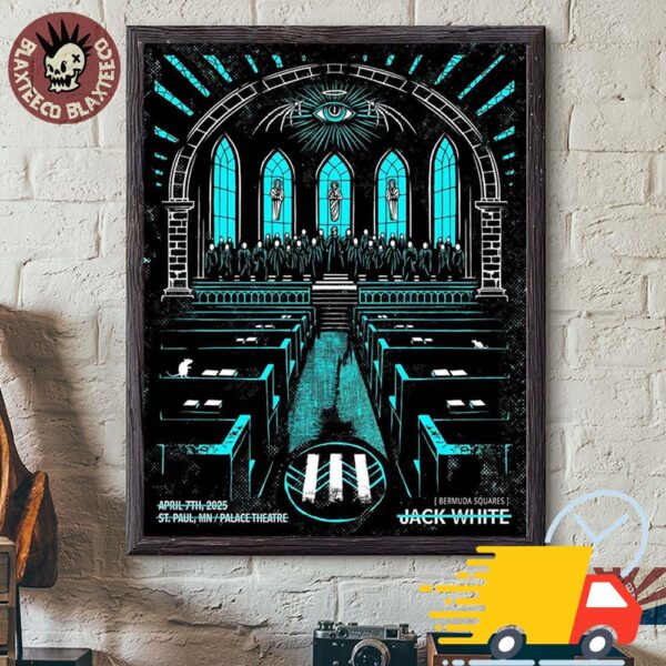 Jack White Tonight Poster For St Paul Minnesota At Palace Theatre On April 7th 2025 With Bermuda Squares The Church Art Canvas