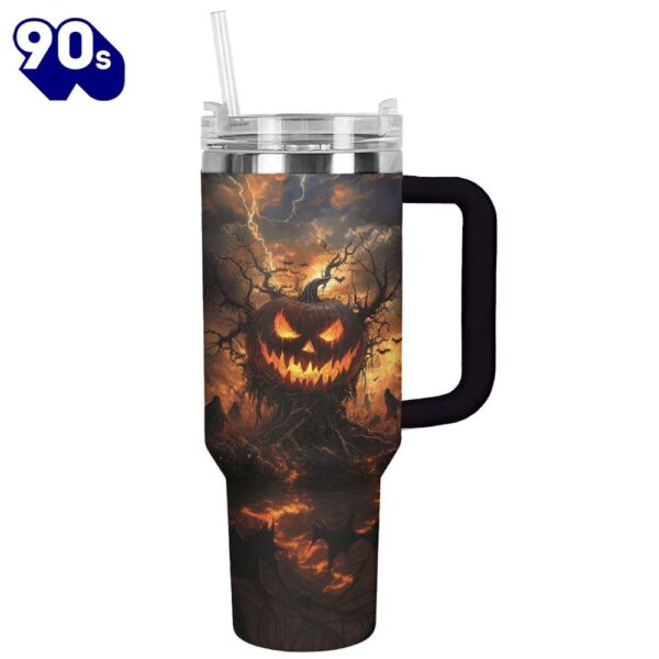 Jack-O’-Lantern On Halloween Custom Stanley Cup 40 Oz Tumbler With Handle