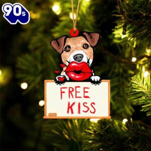 Jack-Russell-Terrier Free Kiss Christmas Ornament,…