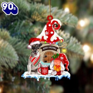 Jack-Russell-Terrier With Mushroom House Christmas Ornament, Gift For Christmas