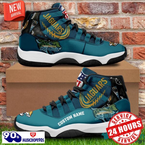 Jacksonville Jaguars Custom Name NFL Air Jordan 11 Shoes Men And Women Sneakers