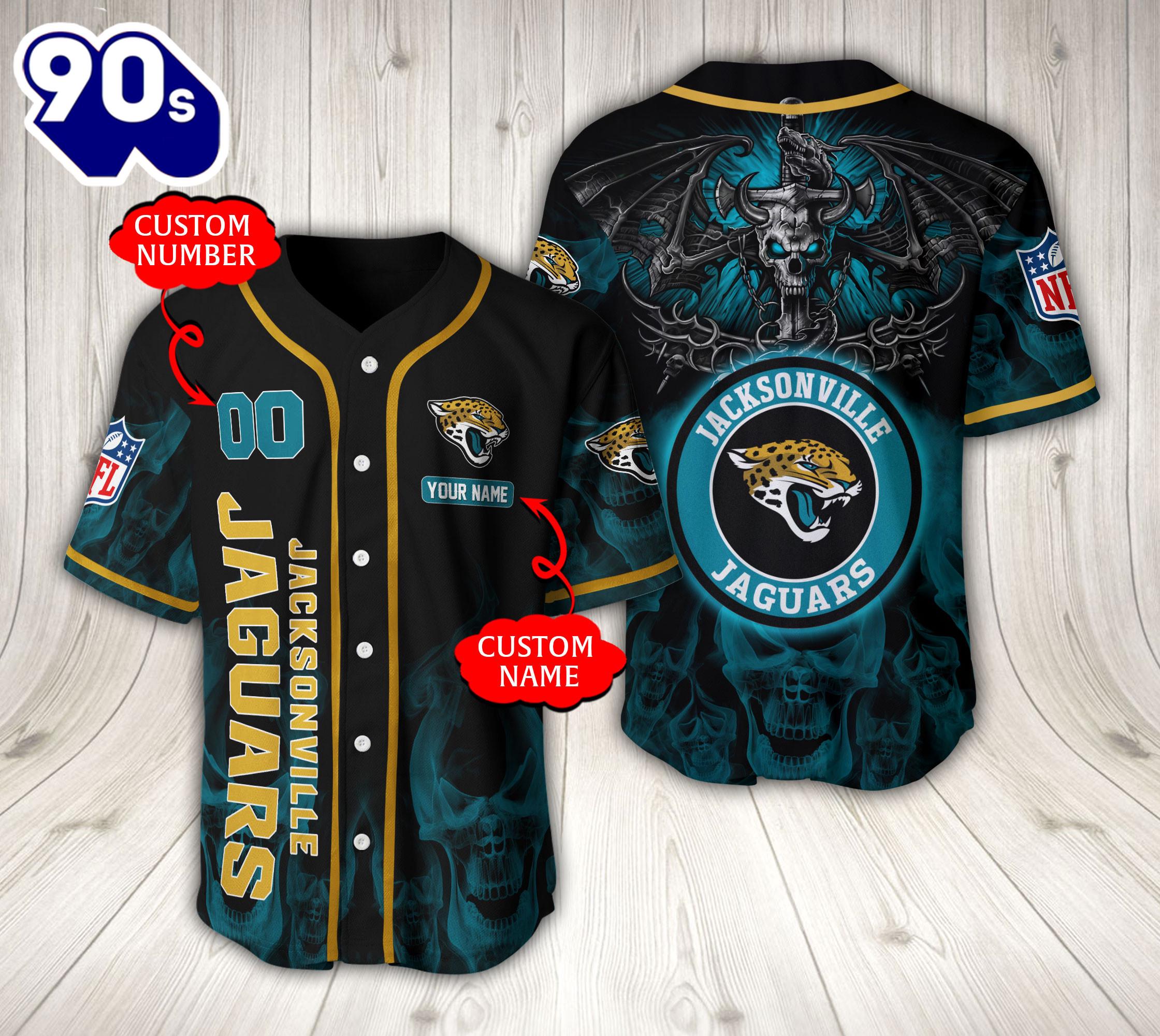 Jacksonville Jaguars NFL Baseball Jersey Custom Name And Number Shirt For Fans Jacksonville Jaguars NFL Baseball Jersey Custom Name And Number Shirt For Fans