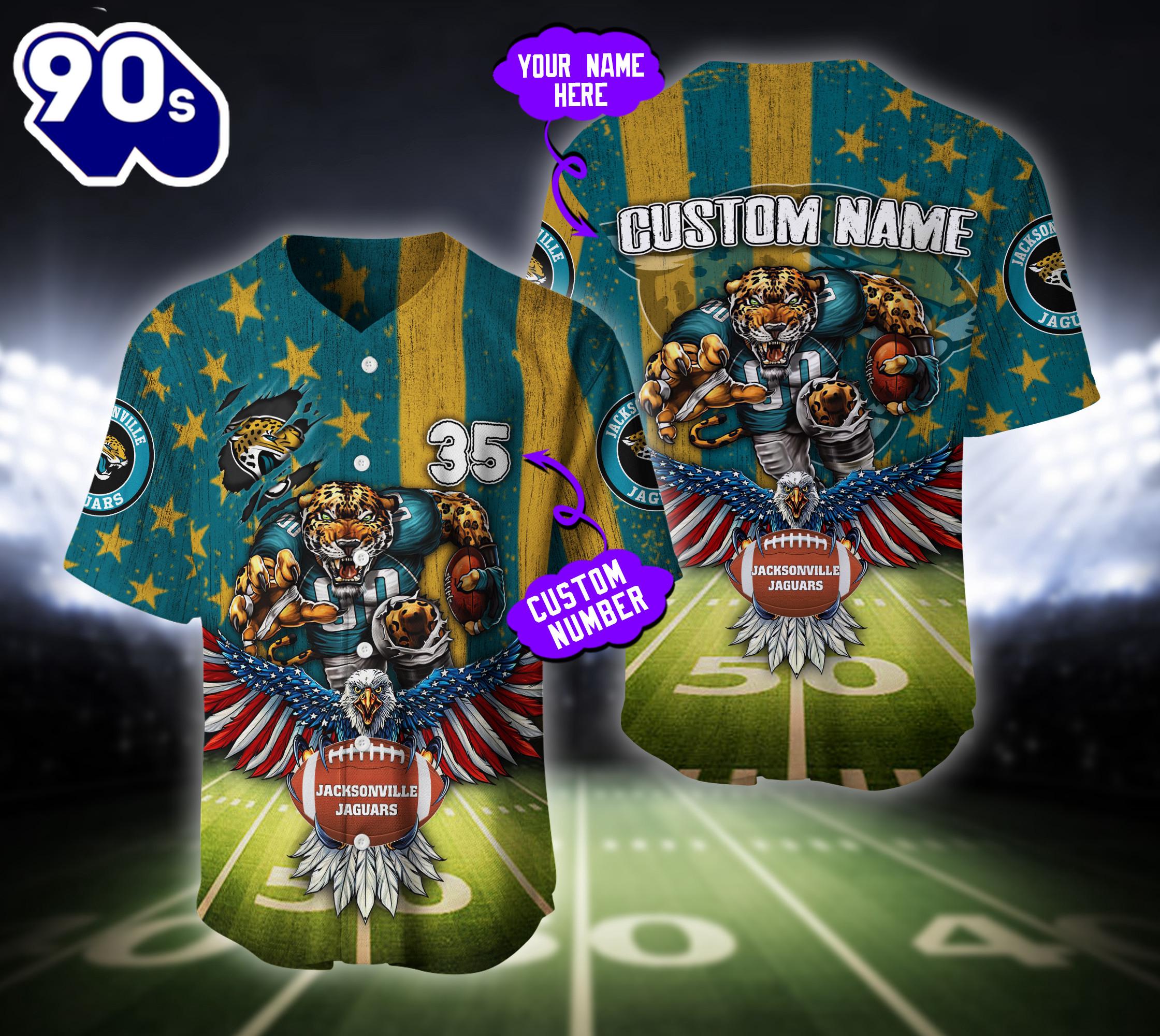 Jacksonville Jaguars NFL Baseball Jersey Custom Shirt For Fans Jacksonville Jaguars NFL Baseball Jersey Custom Shirt For Fans