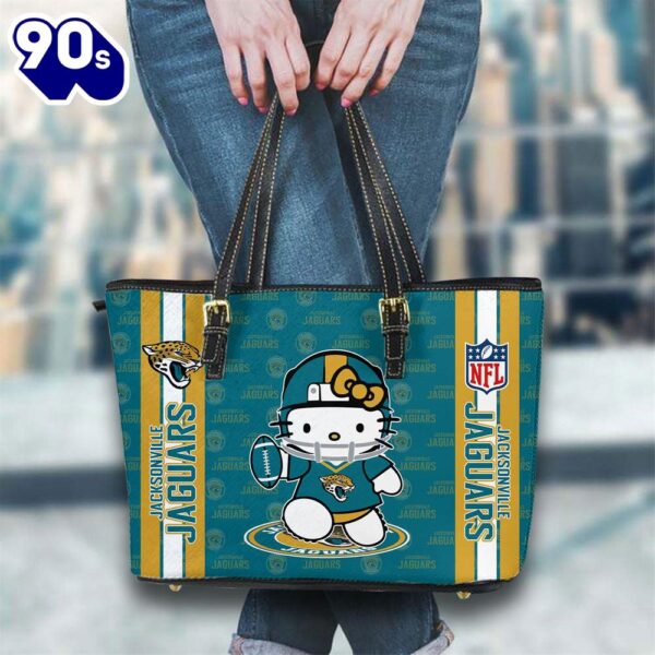 Jacksonville Jaguars NFL Kitty Women Leather Tote Bag   Gift For Christmas