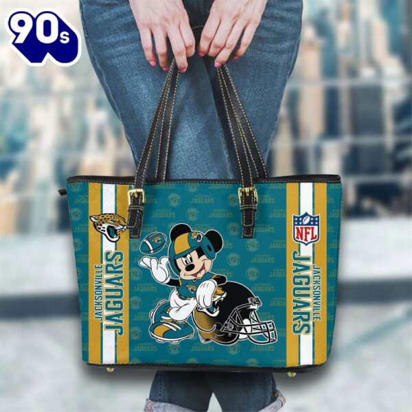 Jacksonville Jaguars NFL Mickey Women Leather Tote Bag