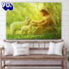 Jesus And The Lamb Picture Green Pastures Canvas Wall Art  Poster Gift Christmas