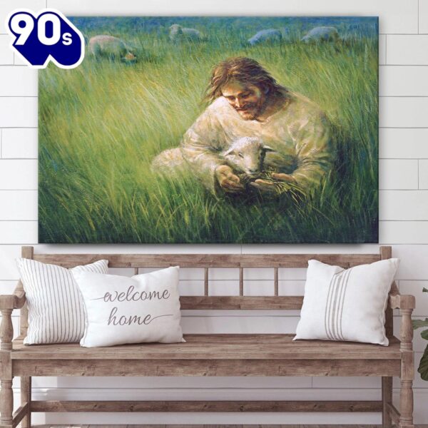 Jesus And The Lamb Picture Not One Is Forgotten Canvas Wall Art