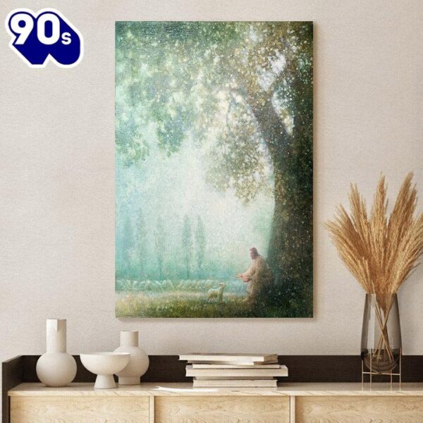Jesus And The Lamb Picture One By One (2) Portrait Canvas Wall Art