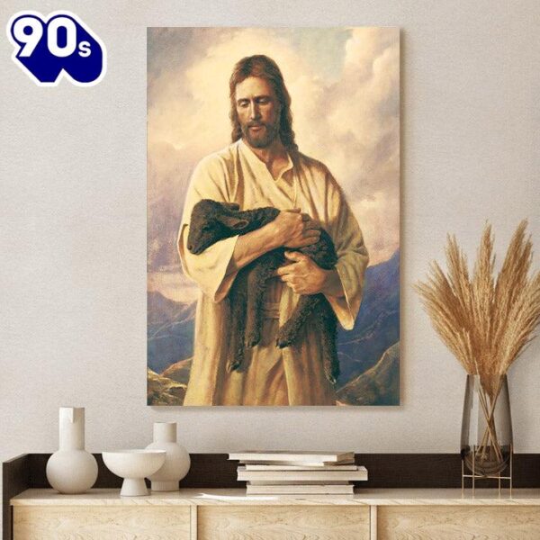 Jesus And The Lamb Picture Ones Lost Portrait Canvas Wall Art