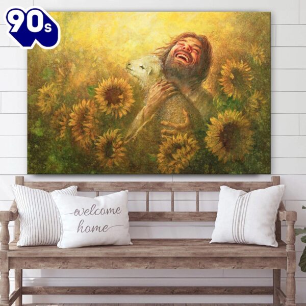 Jesus And The Lamb Picture Seeds Of Joy (2) Canvas Wall Art