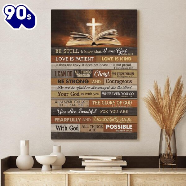 Jesus Bible With Cross Be Still And Know That I Am God Canvas Posters
