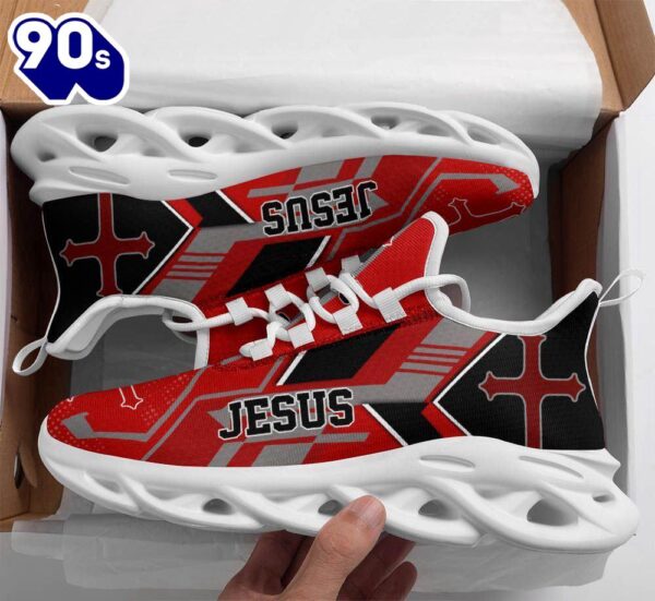 Christian Running,   Jesus Black Red Running Sneakers Max Soul Shoes For Men And Women