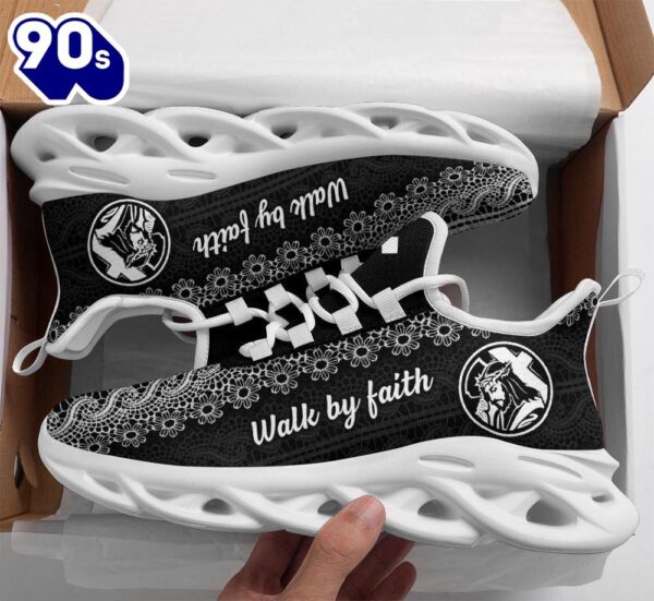 Christian Running,   Jesus Black Walk By Faith Christ Sneakers Max Soul Shoes For Men And Women