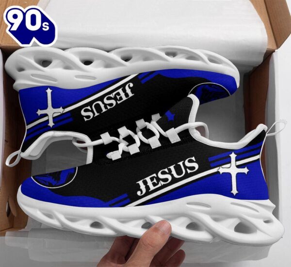 Christian Running,   Jesus Blue Running Sneakers Max Soul Shoes For Men And Women