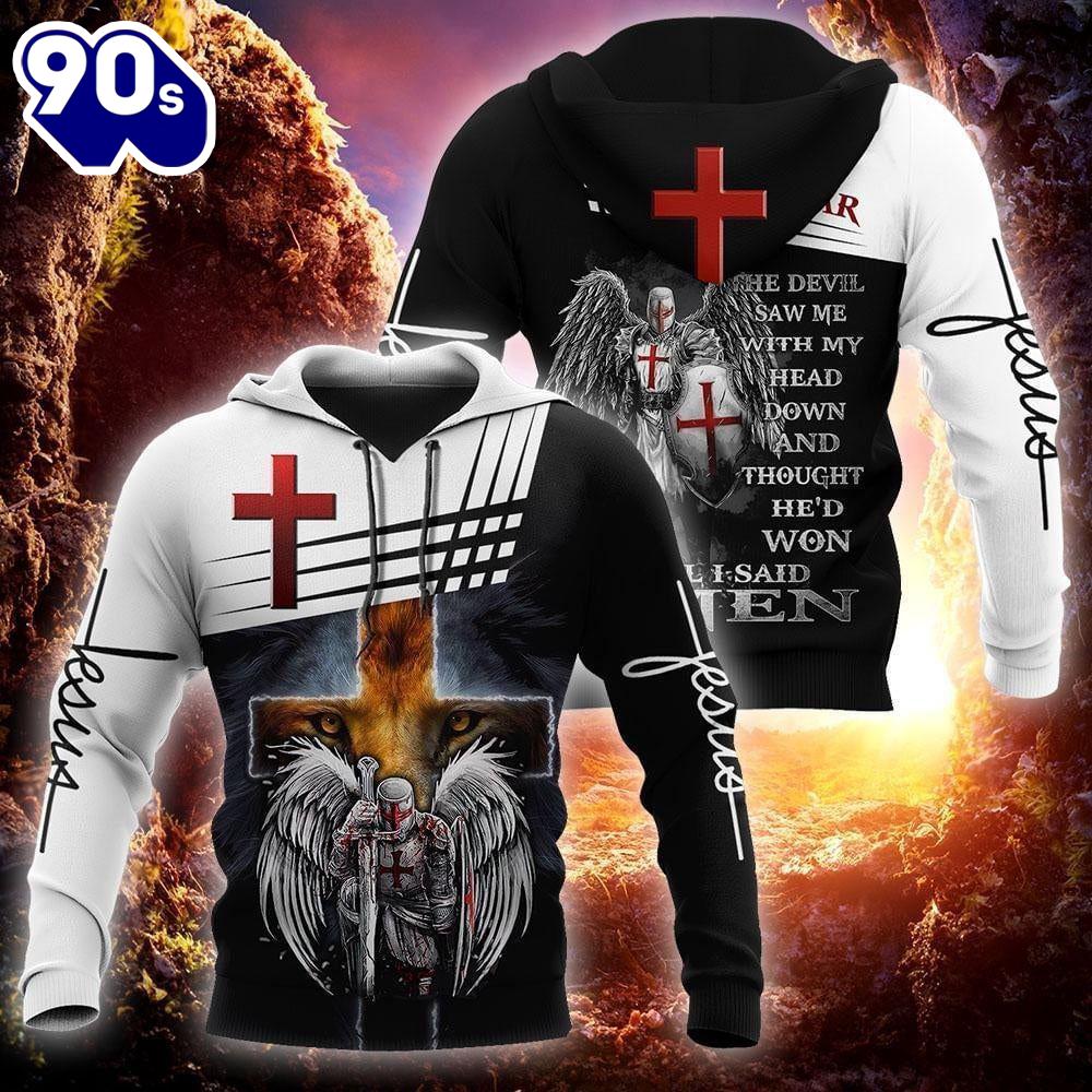 Jesus Christ Cross And Lion Knight Until I Said Amen God 3D Hoodie Jesus Christ Cross And Lion Knight Until I Said Amen God 3D Hoodie