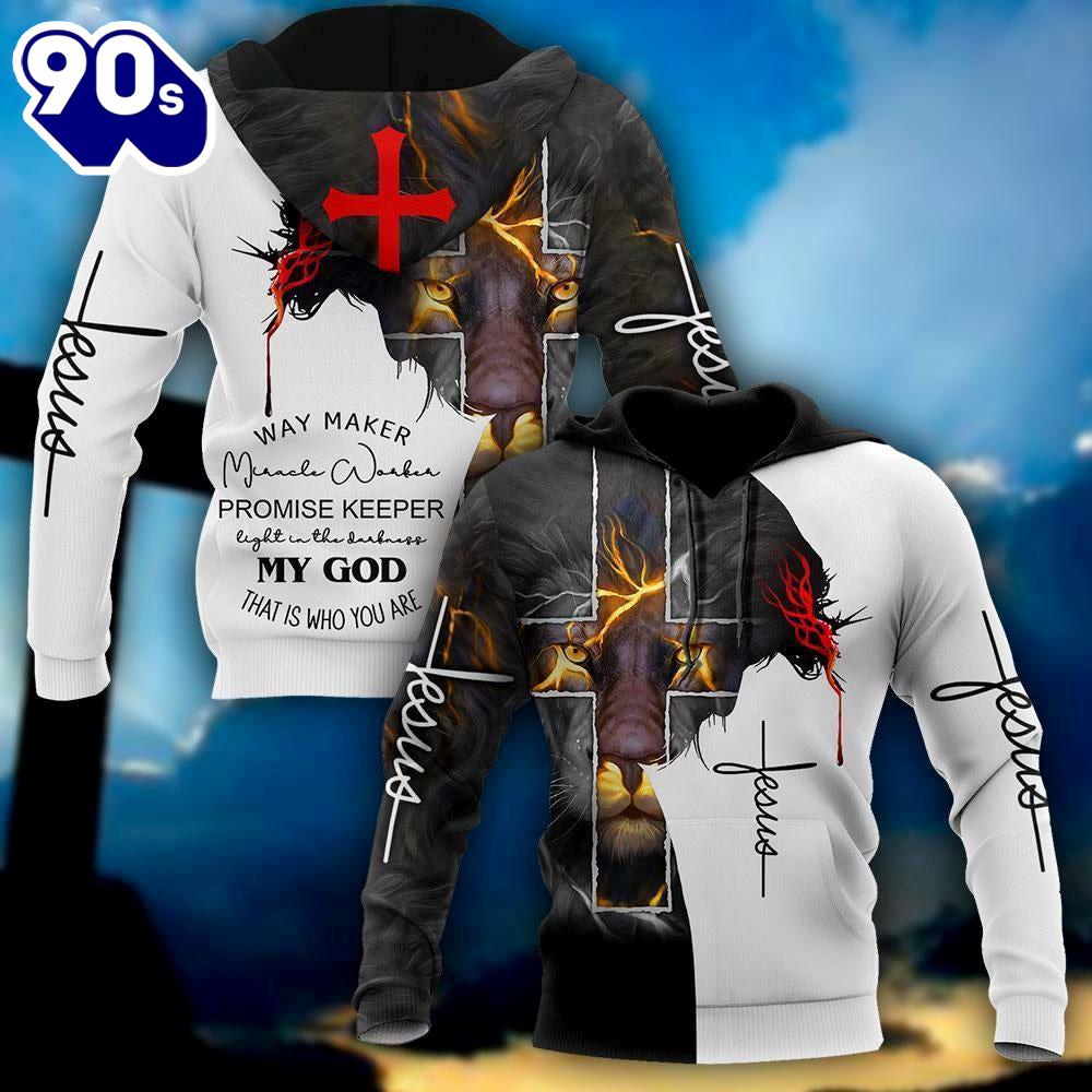Jesus Christ Lion Way Maker Miracle Worker God 3D Hoodie Jesus Christ Lion Way Maker Miracle Worker God 3D Hoodie
