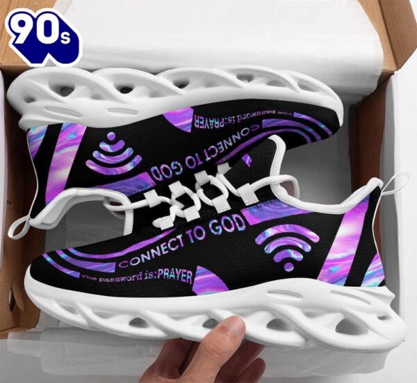 Christian Running,   Jesus Connect To God Running Sneakers Max Soul Shoes For Men And Women