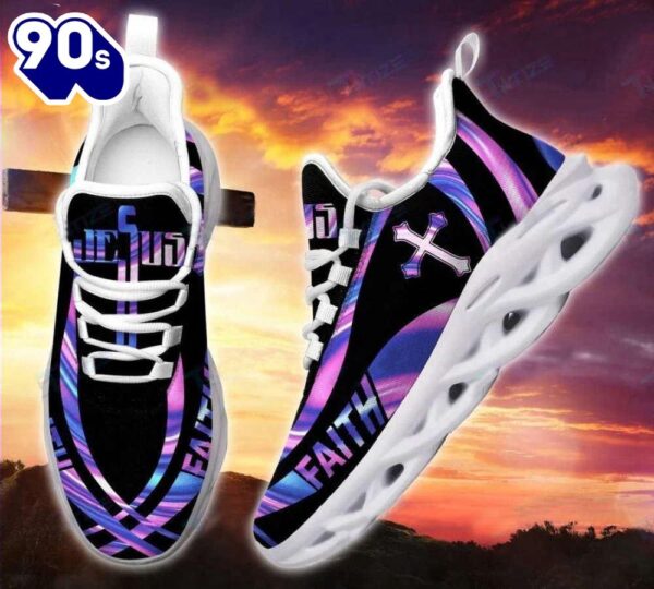 Christian Running,   Jesus Faith Hologram Running Sneakers Max Soul Shoes For Men And Women