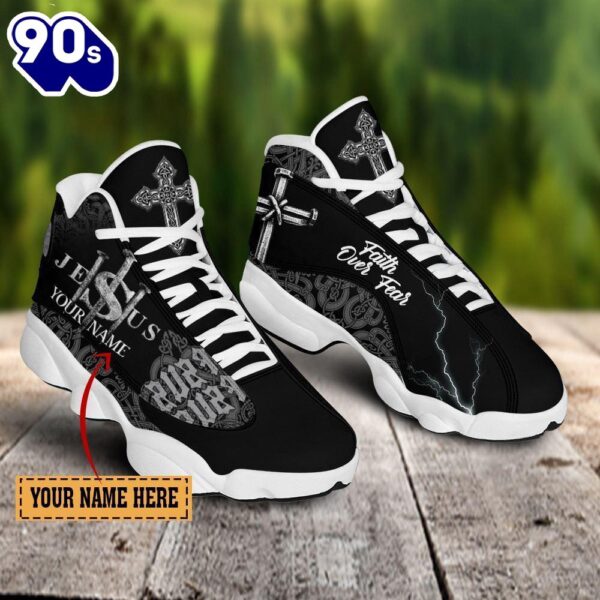 Jesus Faith Over Fear Black Pattern Custom Name Jd13 Shoes For Man And Women  Gift Christmas