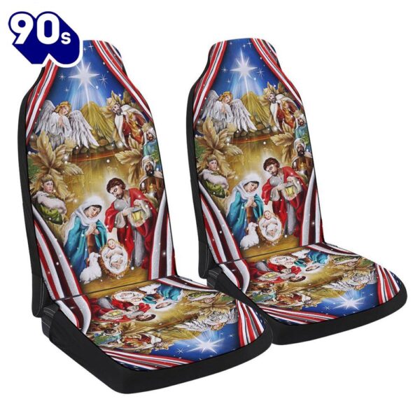 Jesus Family Nativity Of Jesus Christmas American Flag Seat Cover Cars  Gift For Christmas