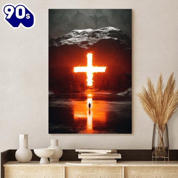 Jesus Fire Cross Jesus Canvas Pictures  , Christian Gifts Christmas