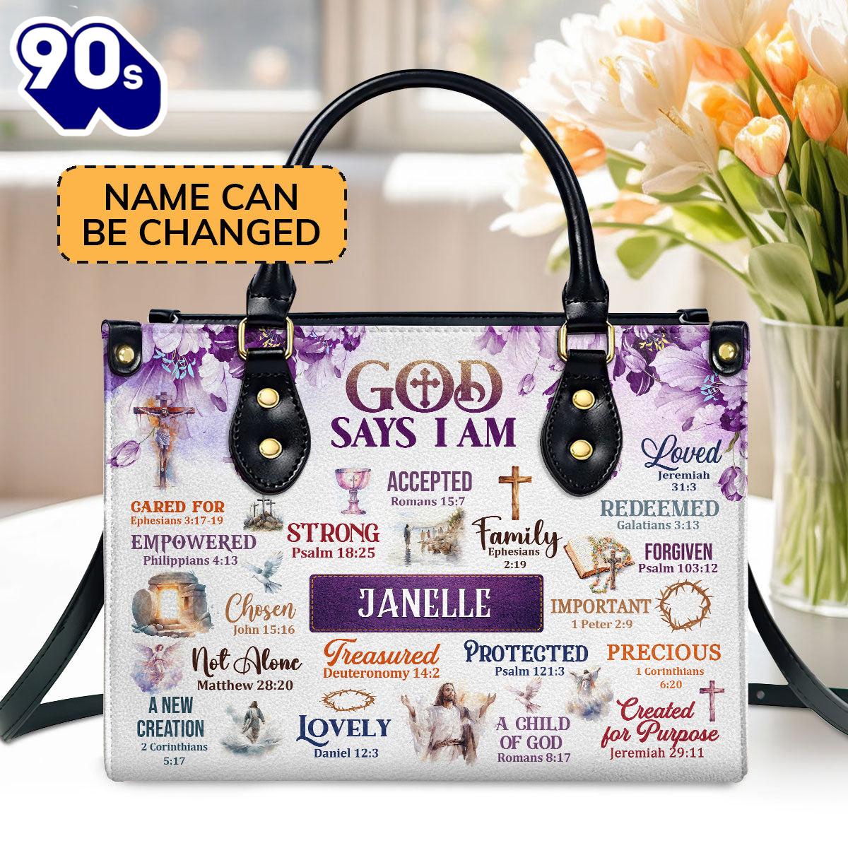 Jesus God Says I Am Custom Name Leather Handbags For Women, Christian Bags Gift For Women Christmas Jesus God Says I Am Custom Name Leather Handbags For Women, Christian Bags Gift For Women Christmas
