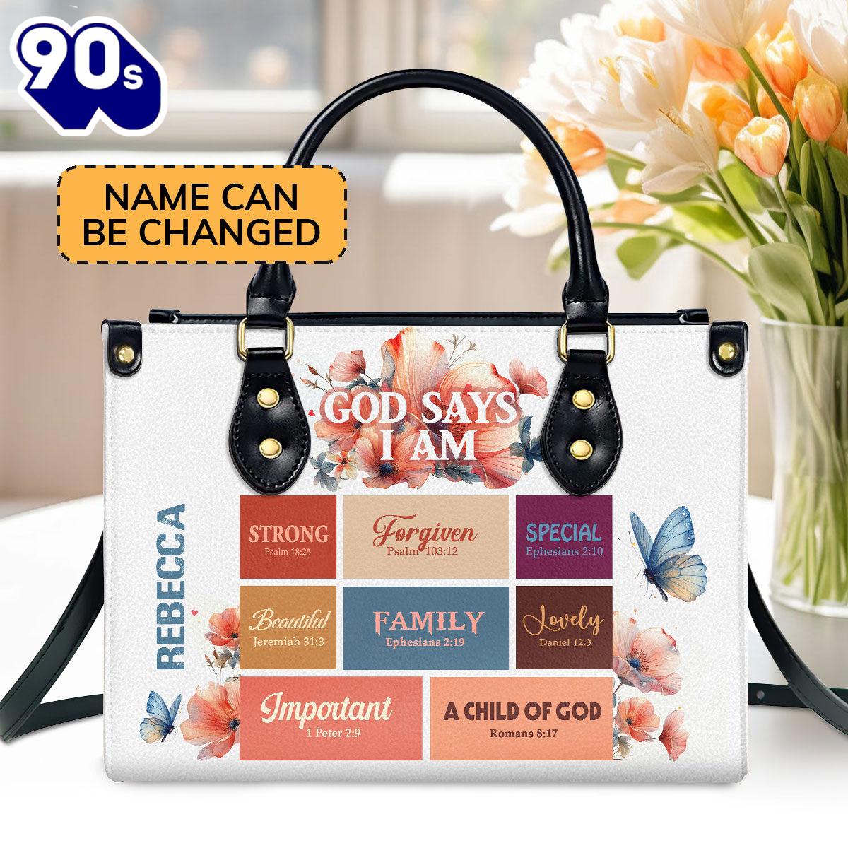 Jesus God Says I Am Personalized Leather Handbag , Christian Bags Gift For Women Christmas Jesus God Says I Am Personalized Leather Handbag , Christian Bags Gift For Women Christmas