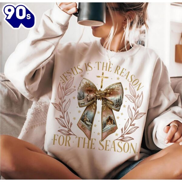 Jesus is the reason For the season Christian coquette bow shirt