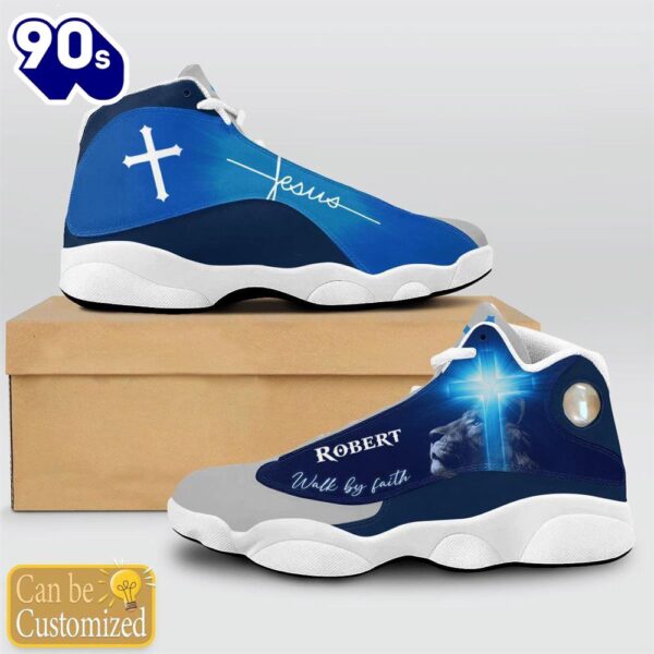 Jesus Lion Blue Walk By Faith Custom Name Jd13 Shoes For Man And Women  Gift Christmas