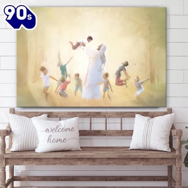 Jesus Loves The Little Children Canvas Art – Jesus Christ Pictures – Jesus Wall Art  Gift For Christmas